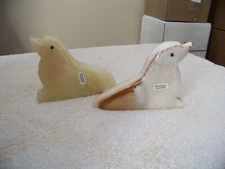VINTAGE SEAL SEA LION FIGURINES 3" HAND CARVED ONYX STONE?? MADE IN PAKISTAN