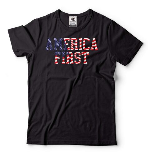 Men's America First Shirt USA Patriotic Shirt 4th Of July Shirt Freedom Shirts - Picture 1 of 3