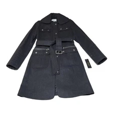 NWT Laundry By Shelli Segal Women's Trench Coat Wool Blend Belted Charcoal Sz XS