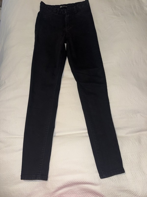 ZARA Women’s High Rise Skinny Slim Jeans Black Charcoal Wash Denim 5-Pocket