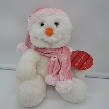 Vintage Commonwealth White Sparkly Snow Girl Plush Pink Hat & Scarf 10" Target 