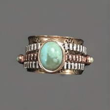 Studio Barse Copper Gold Slide Spinner Turquoise Ring 9