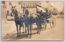 Antique Horse Drawn Carriage Bee Hive Bakery Street Scene Rppc