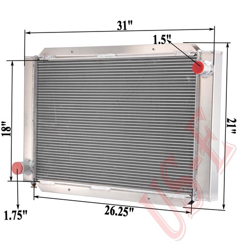 Universal 4-Row Aluminum Airboat Radiator 31''W x 21''H High ...