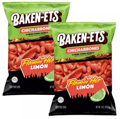 #ad Baken Ets Chicharrones Fried Pork Skins Flamin#x27;Hot Limon Flavor 4 oz Bags 2pack $8.99