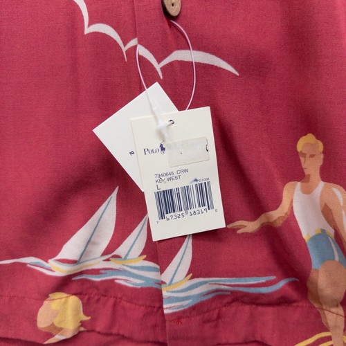 Ralph Lauren Polo Camp Shirt L Surfing Beach Scene Viscose Vintage Rare Hawaiian - Picture 2 of 4