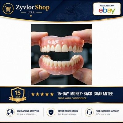 Temporary False Teeth Full Set Upper Lower Silicone Cosmetic Dentures