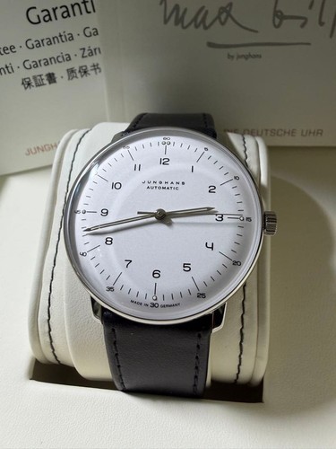 Junghans Max Bill Automatic 027/3500.0 White Dial Leather Box Papers