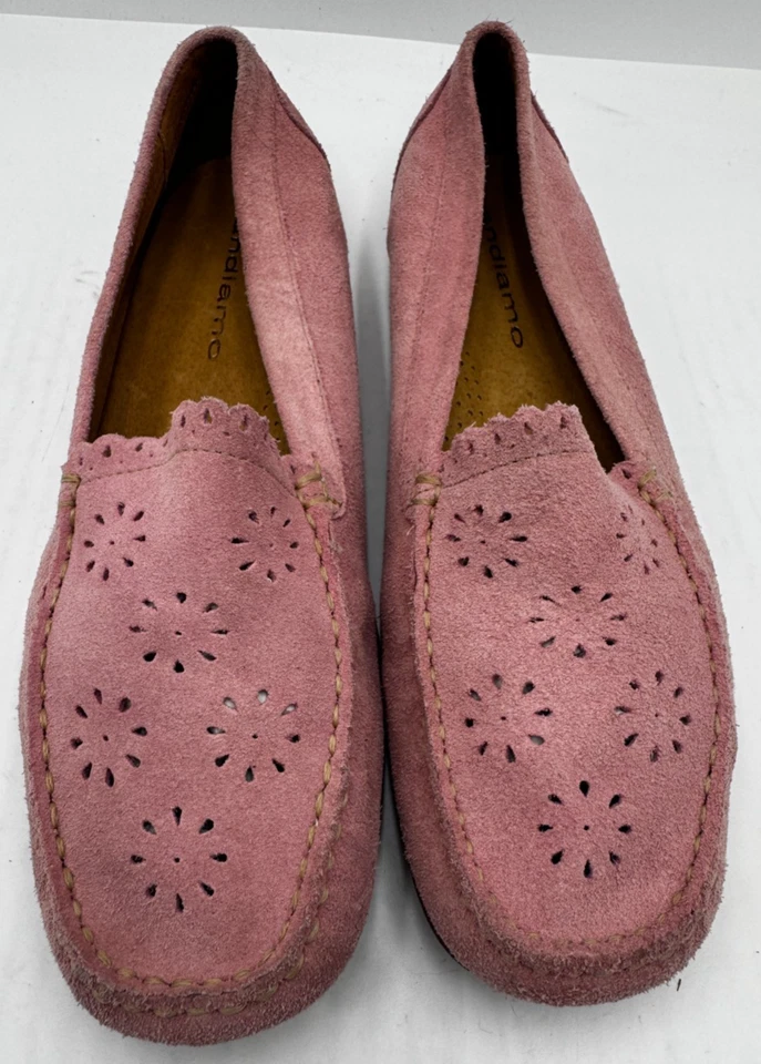 Mocasines para mujer Andiamo Legitimo 10W rosa gamuza sin usar, puntera informal sin cordones planos Foto 4 de 4