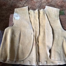 Vintage Kids Leather Vests Fringe Suede Brown Western Cowboy Costume Dress Up