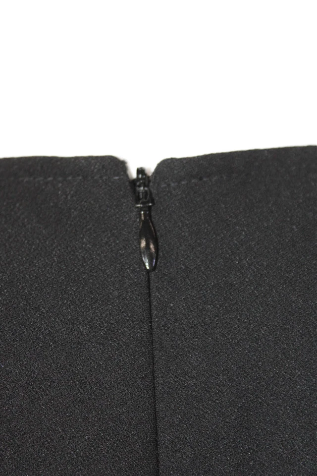 Vestido Rebecca Minkoff Mujer Texturizado Manga Corta Cuello Redondo Cremallera Botón Negro S Foto 4 de 4