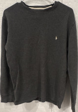 Polo Ralph Lauren Gray Waffle-Knit Crew Neck Pullover Sweater Logo Men  s L