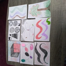 Bundle Of 8 Contemporary Abstract Mixed Media On 4x6 Paper Signed, Dated 