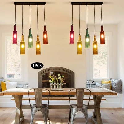 Retro 5 Wine Bottle Pendant Lamp Restaurant Bar Ceiling Hanging Light Fixture
