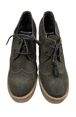 Pierre Hardy Greene Suede Calf Light Kaki/Wedge Boots Size 41