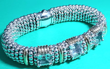 Rare Lagos Caviar 15mm Sterling Silver 18k Gold Topaz Bracelet, 100,89gr 6.5"