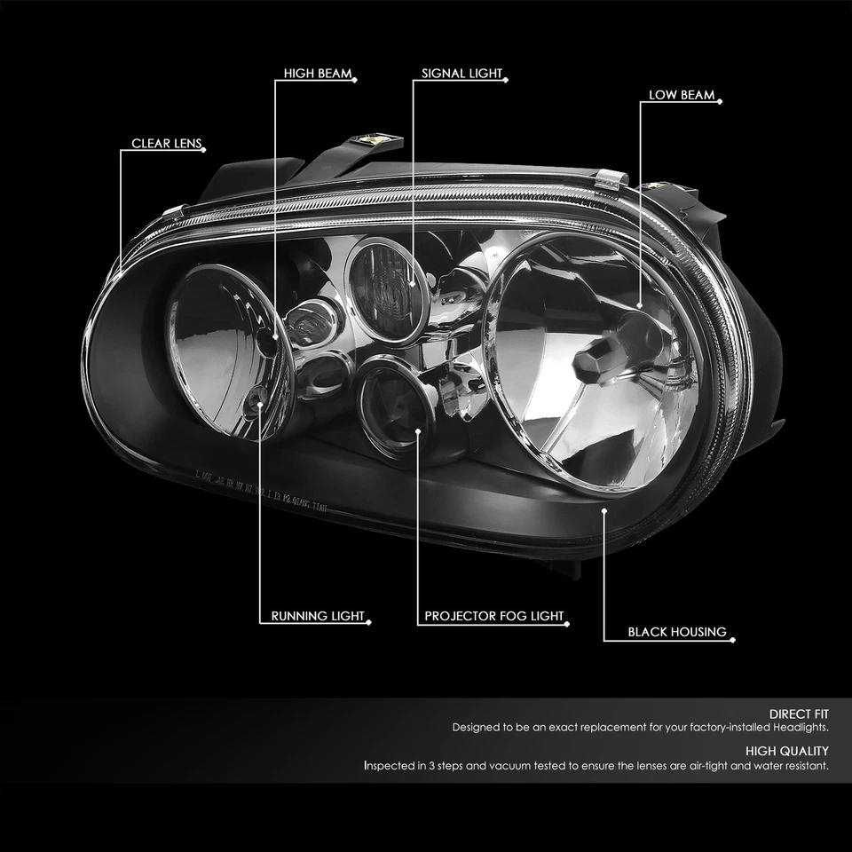 PARA 99-06 VOLKSWAGEN VW GOLF CABRIO CARCASA NEGRA PROYECTOR FARO FARO Foto 2 de 4