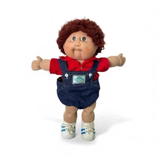 1985 Cabbage Patch Kids Boy Doll Brown Hair & Eyes Dimples HM 2 Outfit