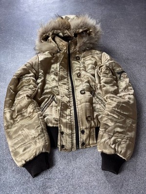 VTG ITALY STREETWEAR JAPANESE STYLE HOOD CROPPED JACKET WITH FUR 90s Y2K