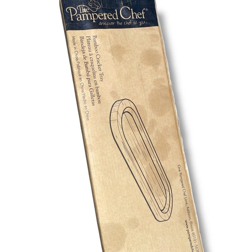 Pampered Chef Bamboo Cracker Snack Serving Party Tray Platter 2247 Wood 15 x 5" - Image 4 of 4