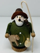 Richard Glaesser Erzgebirgische Volkskunst Shepherd With Lamb Incense Burner 6"