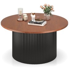 Round Coffee Table 32" Tea Table w/ Solid Wood Frame Home Accent Cocktail Table