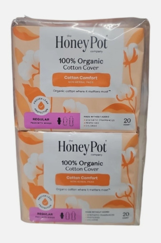 2x The Honey Pot Company - Sanitary Pads for Women - Non-Herbal Regular Flow w/W