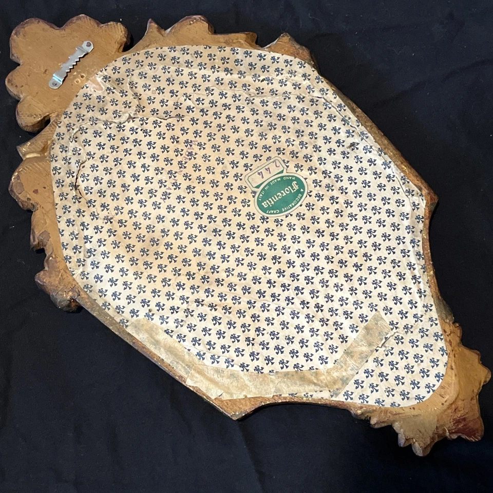 Juego de 2 espejos de pared de madera tallada ornamentados Italia FLORENTIA de colección Foto 3 de 4