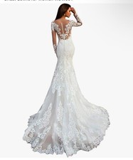 Brand new White long sleeve lace wedding dress size 16