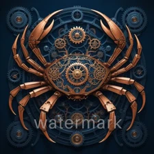 Digital Image Picture Photo Wallpaper Background Steampunk Spider Crab Metallic
