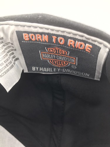 Vtg Harley Davidson 90's Snap Back Cap Black Flames One Size Born to Ride NWOT - Picture 4 of 4