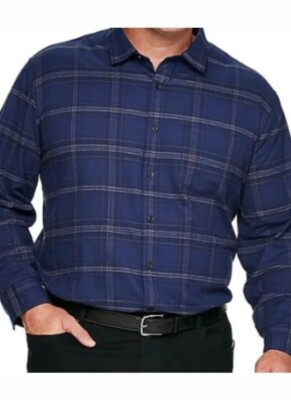 NWT Men's Apt. 9 Seriously Soft Flannel Shirt Size 1XB Big & Tall Dark Blue