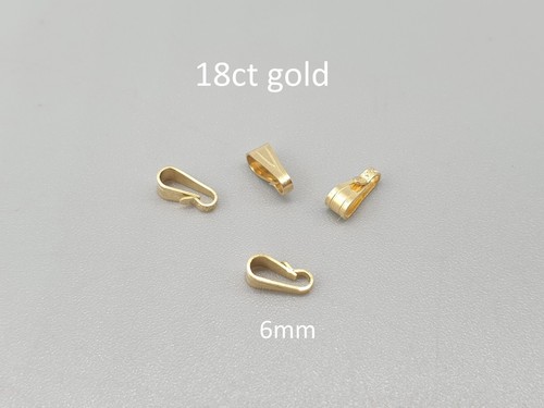 18Ct Yellow Gold Clip Bail 6mm 18K 750 Snap on Light Grooved Pendant Charm Loop - 第 1/6 張圖片