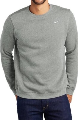 Nike Men's Grey Solo Swoosh Fleece Crew Sweatshirt (611467-063) Size M  NWT