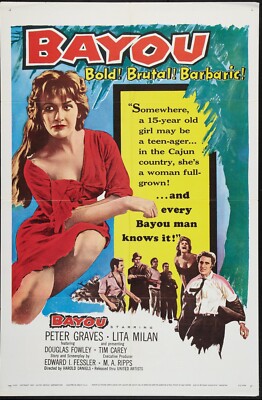 1957 Bayou Original Movie Poster 27x41 Cult T.Carey Graves aka Poor White Trash