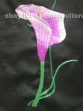 Chinese 100% hand embroidered silk suzhou embroidery art:calla flower 8"