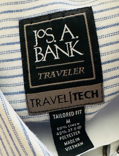Jos A Bank Traveler Tailored Fit Striped Long Sleeve Button Up Shirt Mens M - Picture 2 of 7