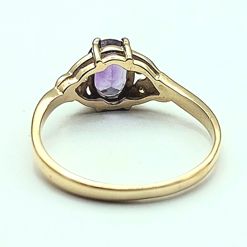 Ladies Two-Tone Gold 9ct (375,9K) Openwork Oval Natural Amethyst & Diamonds Ring - Picture 2 of 9