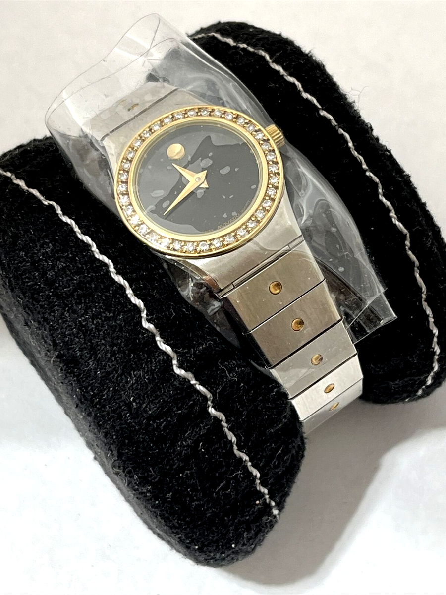 Movado Woman\'s Museum Two Tone Gold Silver Diamond Bezel Quartz Watch 85 A1 836L Movado Museum Watch 85 A1 836L Two/Tone Diamond Bezel Box  main image 2