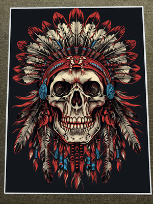 Skull Headdress Native American Style 18x24in