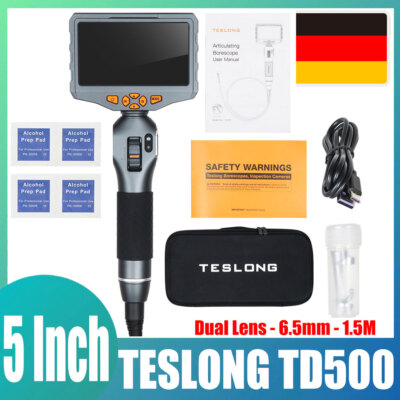 TESLONG TD500 6.5MM Doppellinse WiFi 5'' Endoskop Endoskop Inspektionskamera DE