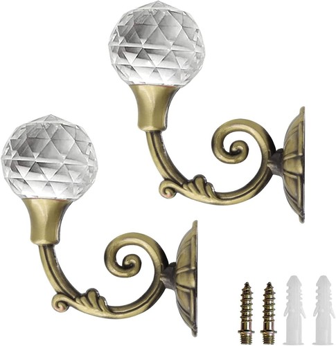Crystal Curtain Holdbacks, 2PCS Tassel Tieback Hook for Home Bronze