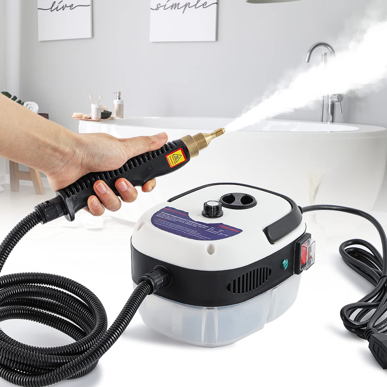 High Pressure Steam Cleaner, 2500W Portable High Temp Bathroom Power Steamer ...
