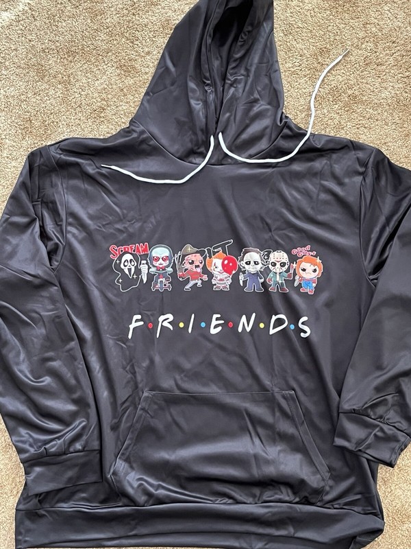 Men's Horror Hoodie Halloween Friends Hooded Sweatshirt Novelty Size XL