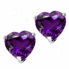 5MM 1.00CT 14K SOLID WG WOMEN/CHILDRENS HEART AMETHYST SCREW BACK STUD EARRINGS