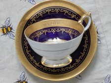Vintage John Aynsley Georgian Cobalt Pattern No 7348 Tea Cup & Saucer Set - 1st