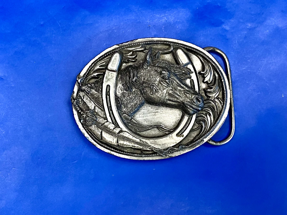Siskiyou Buckle Horse Head Antiqued Belt Buckle inside lucky