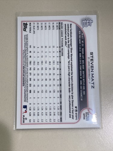 2022 Topps Chrome Update Sapphire Edition Green /75 Steven Matz #US209 - Picture 2 of 2