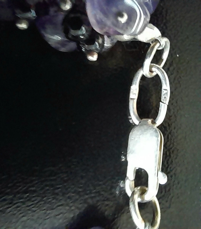 BRACCIALE DONNA CILINDRI DI AMETISTA E ARGENTO, ZODIACO PESCI - Immagine 3 di 4