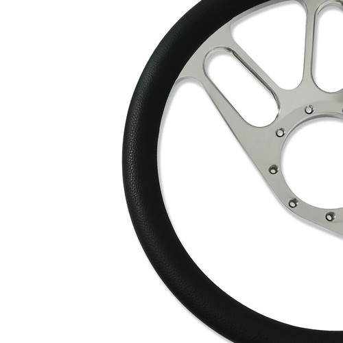 Chrome 14" Half Wrap 9 Holes New Age Style Steering Wheel & Smooth Horn Button - Picture 6 of 8
